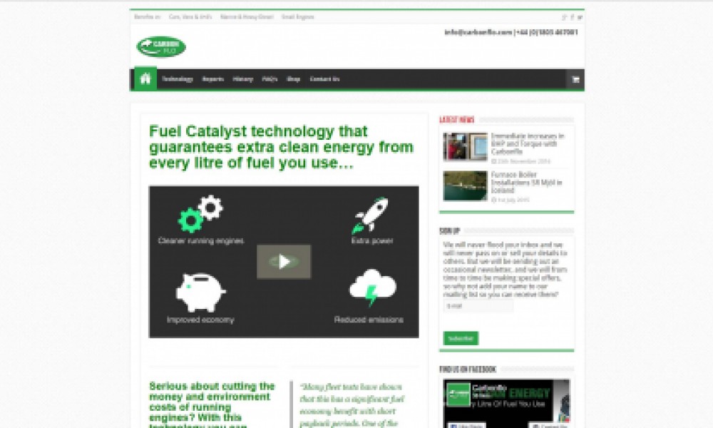 Carbon Flo Website Screen shot